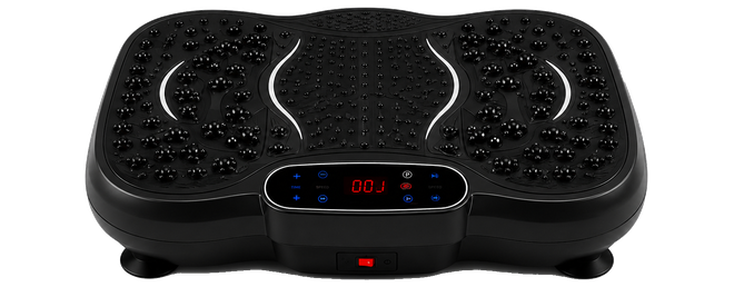 Original black VMP-001 vibration plate, full body and controls visible.